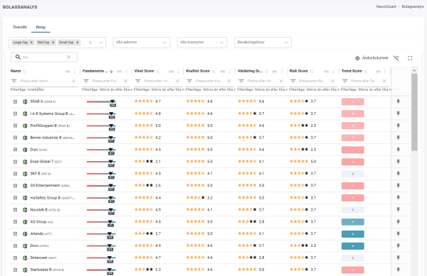 Upptäck styrkan i vår analysplattform – Bygg robusta och framgångsrika aktieportföljer enkelt och snabbt!